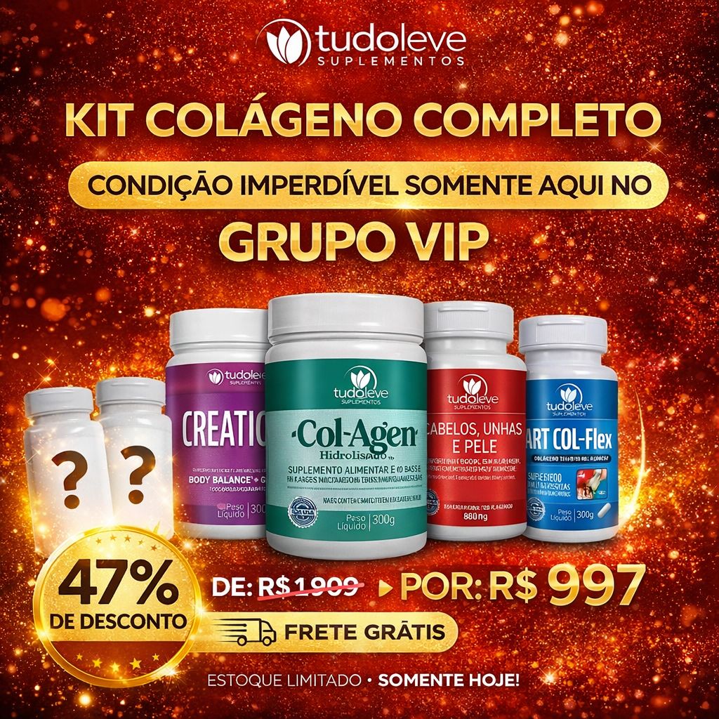 Kit Colágeno Completo - Art Col Flex + Cabelos Unhas e Pele + Col-Agen Hidrolisado + Creaticol - Ganha 2 Suplementos + FRETE GRÁTIS