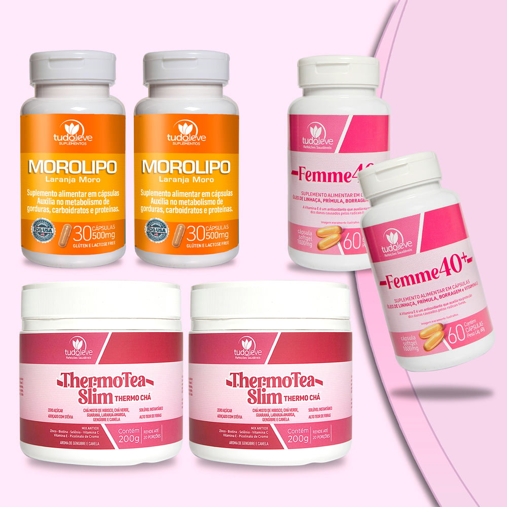 Kit 2 Morolipo + 2 Femme 40 + 2 ThermoTea Slim + Economize + 4%