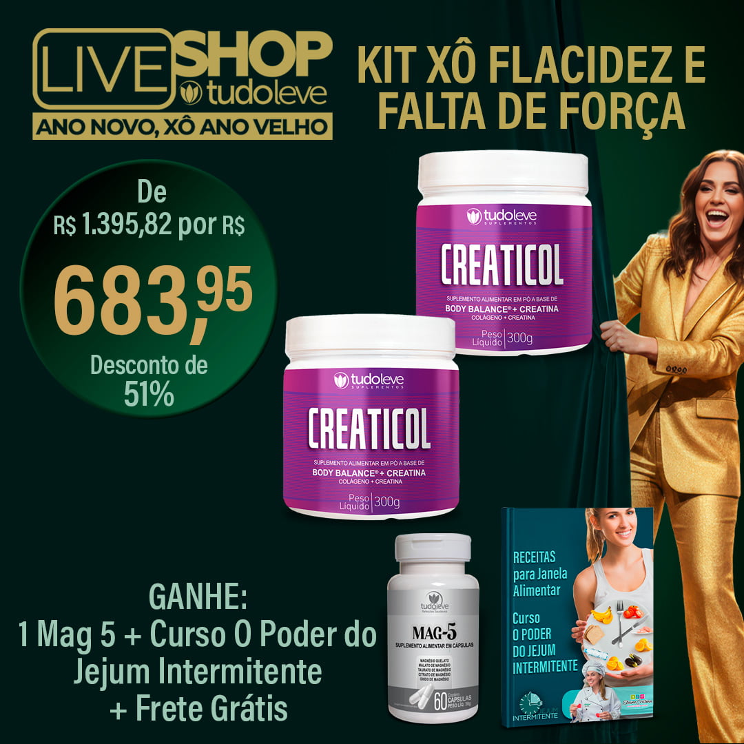 KIT XÔ FLACIDEZ E FALTA DE FORÇA (2 creaticol + GANHE 1 Mag5) + FRETE GRÁTIS