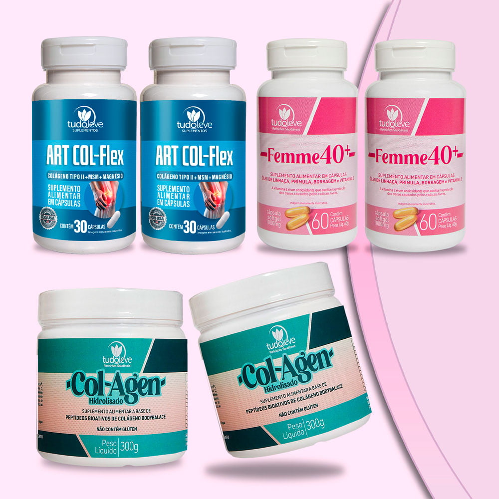 KIT 2 Col-Agen I + 2 Art-Col-Flex + 2 Femme 40+ Economize + 5%