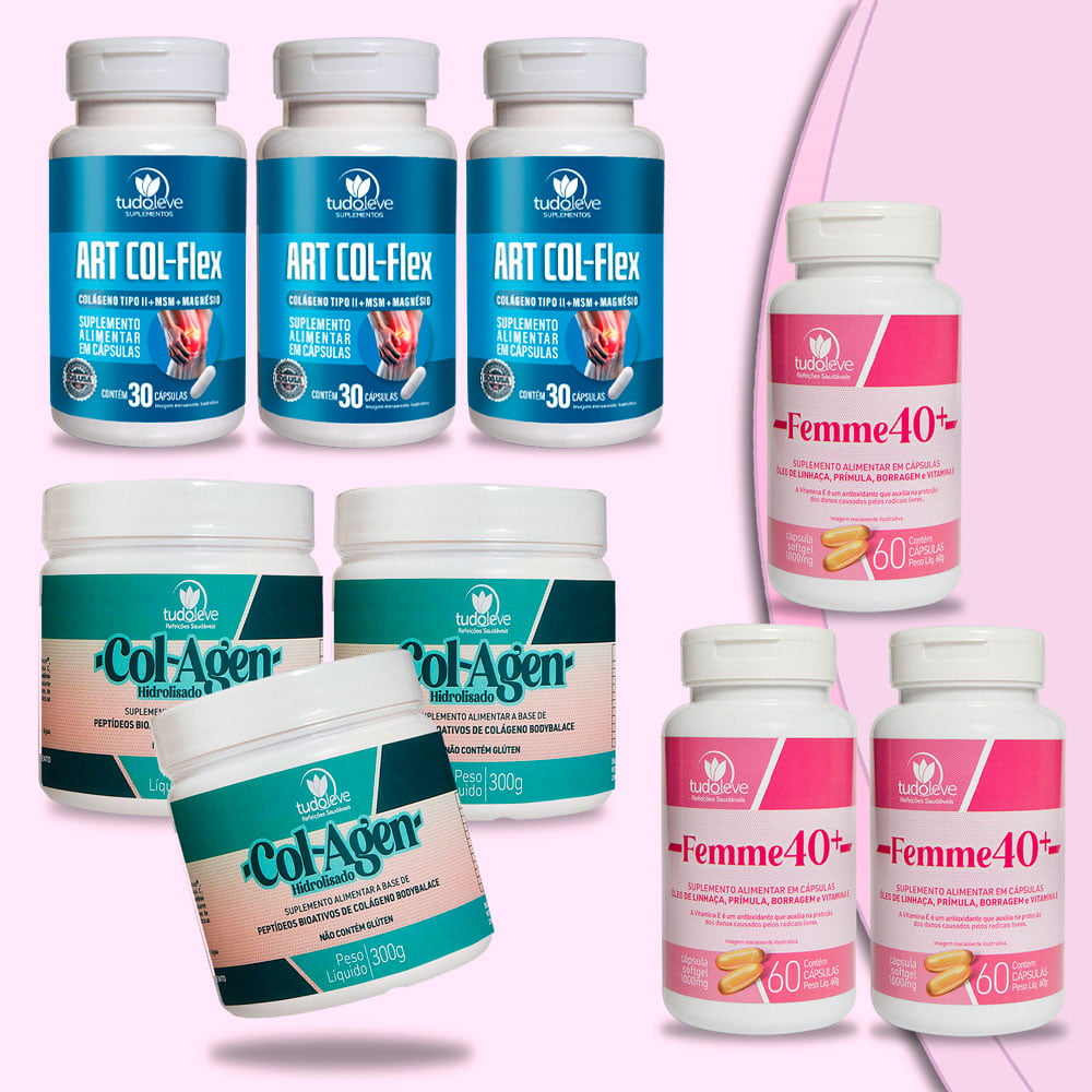 KIT 3 Col-Agen I + 3 Art-Col-Flex + 3 Femme 40+ Economize + 8%