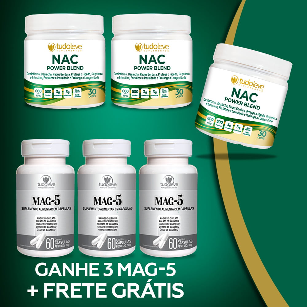 Kit 3x NAC Power Blend 49% de Desconto + GANHA 3x Mag 5 + FRETE GRÁTIS