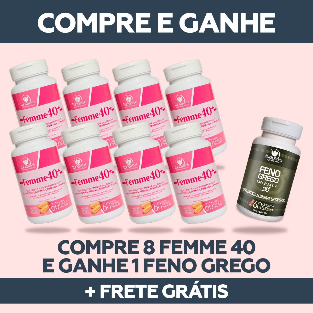 KIT 8 FEMME 40 + ECONOMIZE 54% + GANHA 1 Feno Grego + FRETE GRÁTIS