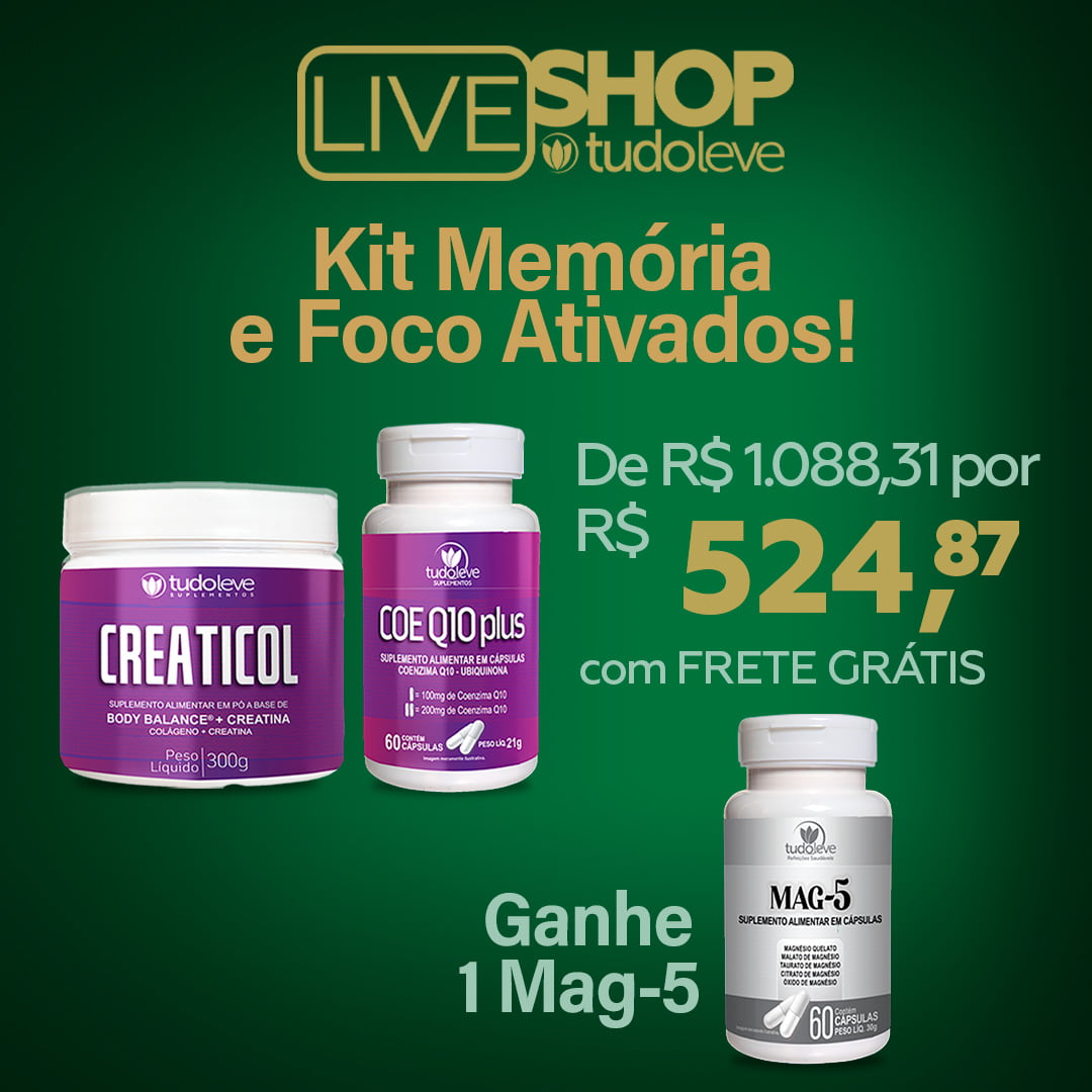 KIT MEMÓRIA E FOCOS ATIVADOS (1 CREATICOL + 1 COE Q10 PLUS + GANHA 1 MAG5) + FRETE GRÁTIS