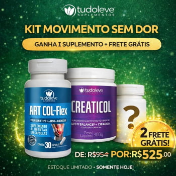 Kit Movimento Sem Dor - Art Col Flex + Creaticol - Ganha 1 Suplemento + FRETE GRÁTIS Kit Movimento Sem Dor - Art Col Flex + Creaticol - Ganha 1 Suplemento + FRETE GRÁTIS