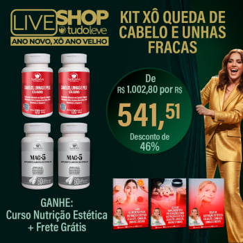 KIT XO QUEDA DE CABELO E UNHAS FRACAS (2 Cabelos, Pele e Unhas + 2 Mag5) + FRETE GRÁTIS