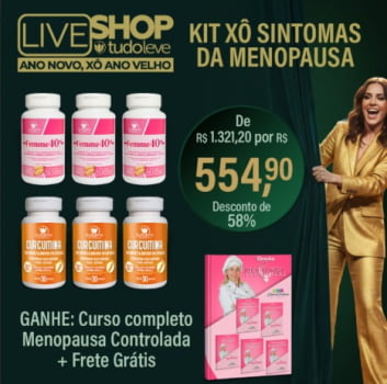  KIT XO SINTOMAS DA MENOPAUSA (3 Femme 40 + 3 curcumina) + FRETE GRÁTIS
