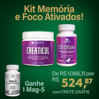 KIT MEMÓRIA E FOCOS ATIVADOS (1 CREATICOL + 1 COE Q10 PLUS + GANHA 1 MAG5) + FRETE GRÁTIS 