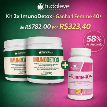 Kit 2x ImunoDetox - Ganha 1 Femme 40 + 58% de desconto Kit 2x ImunoDetox - Ganha 1 Femme 40 + 58% de desconto