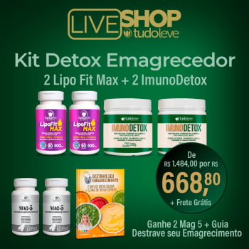 Kit Detox Emagrecedor 2 Lipo Fit Max + 2 ImunoDetox e GANHE 2 MAG5 + Frete Grátis Kit Detox Emagrecedor 2 Lipo Fit Max + 2 ImunoDetox e GANHE 2 MAG5 + Frete Grátis